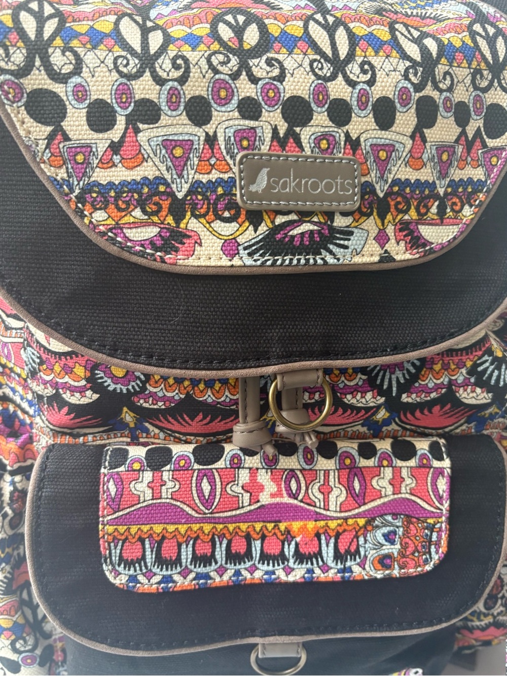 Sakroots Artist Circle Flap Backpack Bohemian Design Fits Up To 13” Laptop New - Picture 4 of 16